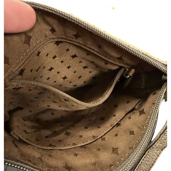 Fossil Explorer Mini Leather Crossbody Bag Metallic Platinum Silver - Picture 3 of 7